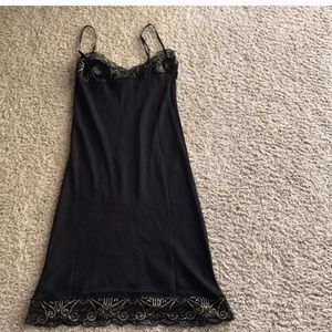 REVOLVE Plantet Blue Black Satin Slip Dress